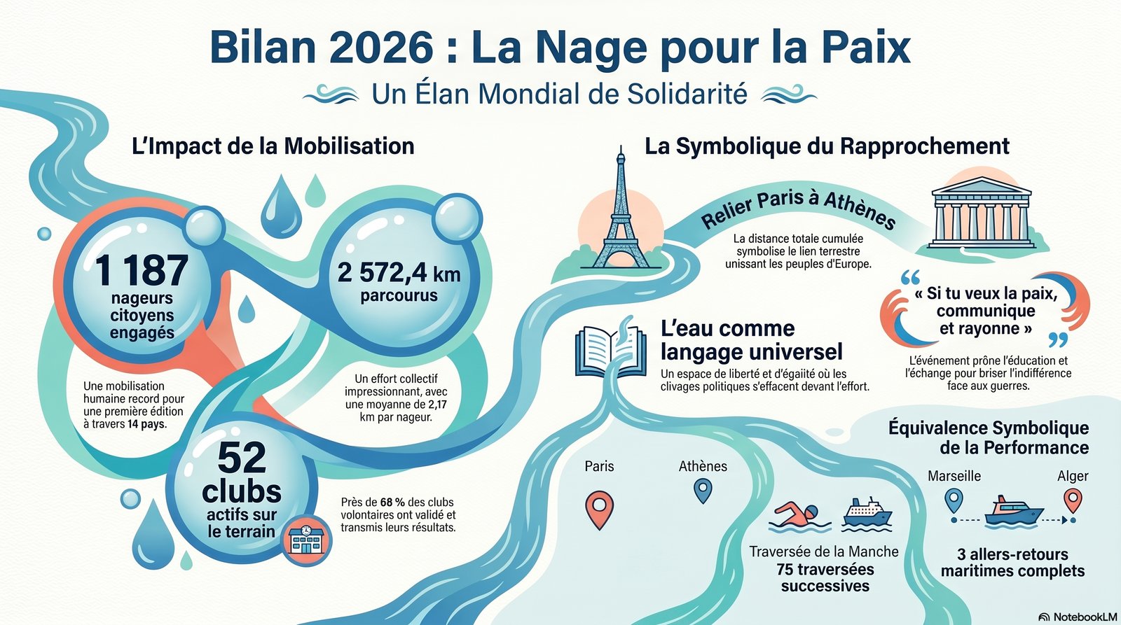 Infographie bilan 2026 de Nage Pour La Paix